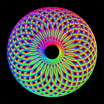 Sacred Geometry - Torus Hypnotic Rainbow Eye, Vector Illustration	
