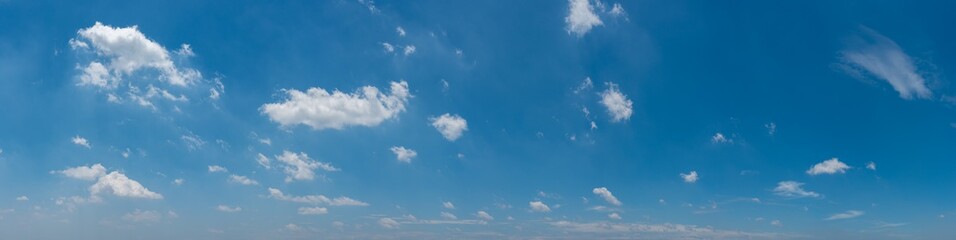 Naklejka na ściany i meble Blue sky and white clouds wide panorama background