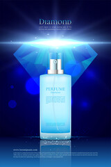 Perfume diamond concept ads on blue background illustration