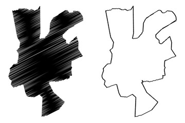 Gwalior City (Republic of India, Madhya Pradesh State) map vector illustration, scribble sketch City of Gwalior map