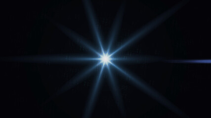 Anamorphic lens flare from a photo camera lens. Anamorphic background.