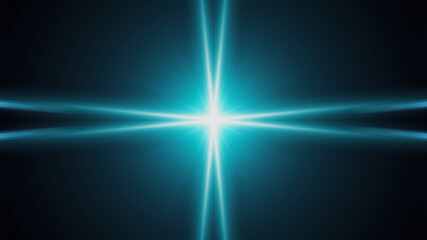 Beautiful lens flare with rays on a black background.