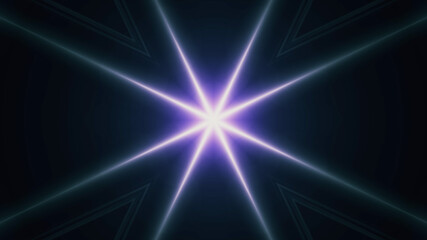 Fototapeta premium Beautiful lens flare with rays on a black background.