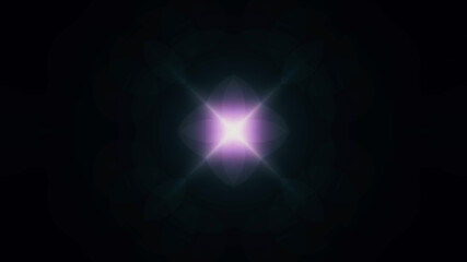 Beautiful lens flare with rays on a black background.