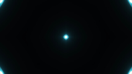 Beautiful lens flare with rays on a black background.