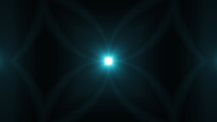 Beautiful lens flare with rays on a black background.