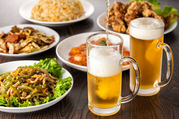 中華料理とビール