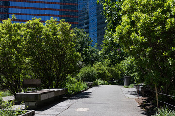 Dutch Kills Green Park with Plants and No People during Spring in Long Island City Queens New York