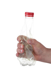 crushed bottle in hand