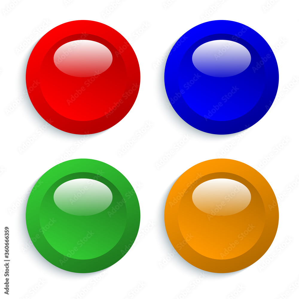 Poster set colorful web buttons. vector glossy round buttons. balls on white background.