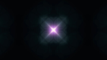 Beautiful lens flare with rays on a black background.