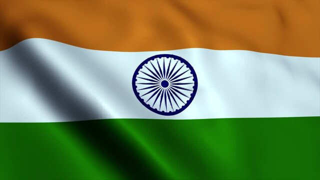 India flag waving in the wind. National flag of India. Sign of India seamless loop animation.