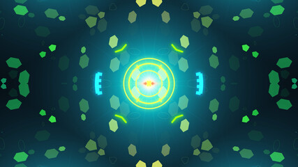 A variety of glowing abstract hud elements.