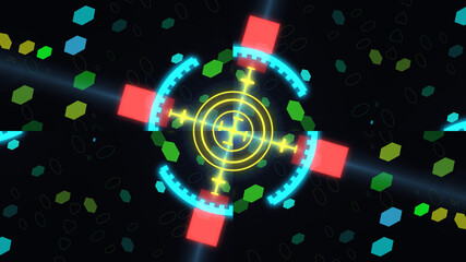 A variety of glowing abstract hud elements.