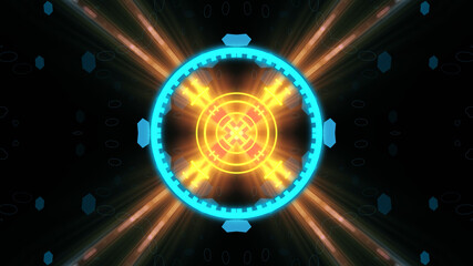 A variety of glowing abstract hud elements.
