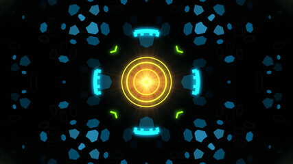 A variety of glowing abstract hud elements.
