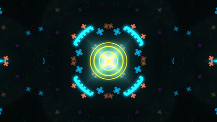 A variety of glowing abstract hud elements.