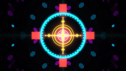 A variety of glowing abstract hud elements.