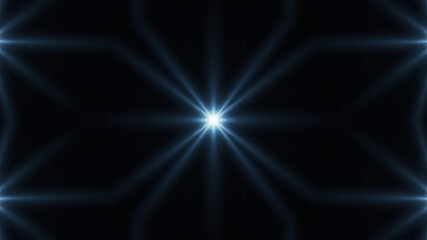 Beautiful lens flare with rays on a black background.