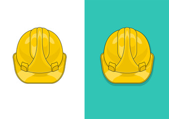 Set of yellow safety helmet. isolated on colored background