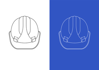 Set of safety helmet. outline isolated and colored background