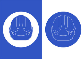 Set of safety helmet. outline isolated and colored background