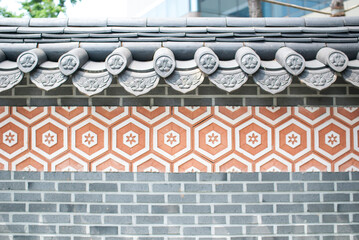 Korean style wall with roof decorative.
