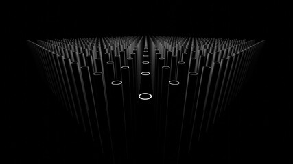 futuristic technology pipes in black room 3d rendering apple style