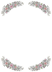 綺麗な花の飾り枠　線画