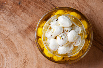 .Labaneh balls. Popular middle eastern appetizer labneh or labaneh, soft white goat milk cheese.
