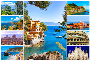 Collage of major Italian travel destinations from Italy