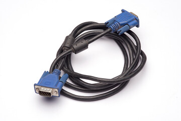 Vga cable use for the connect monitor on white background