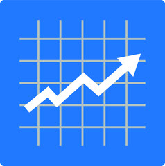 Fototapeta premium Share market up icon vector, share market increase icon, business profit growth icon blue version