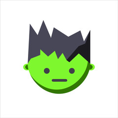 vector icon of laughing emoji of green evil face