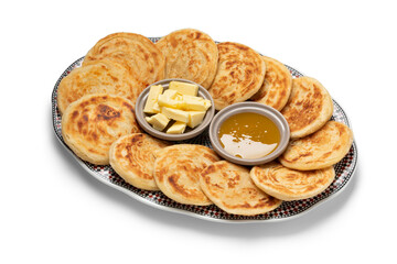 Fresh baked meloui, Moroccan pancakes