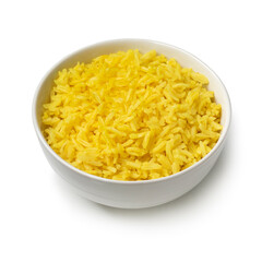 Bowl with yellow turmeric rice