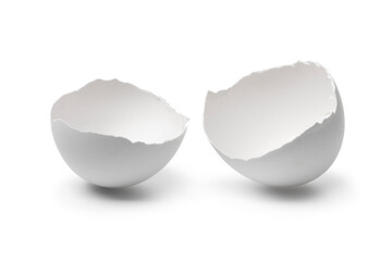 White broken egg shells close up