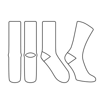 Sock Vector Illustration Flat Outline Template