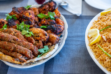 Arabic food on dinning table 