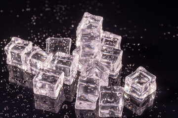 ice cubes on black background