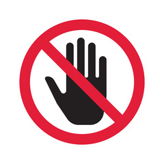 Do not touch with hands. Prohibitory sign with hand. Vector illustration