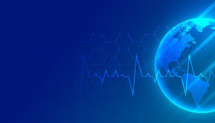 world medical and healthcare blue background with text space