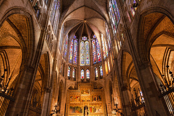 Interior of Leon Cathedral, Spain