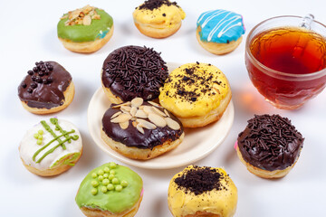 Plate of Donuts and Tea