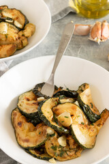 Fried zucchini, summer vegetarian healthy food