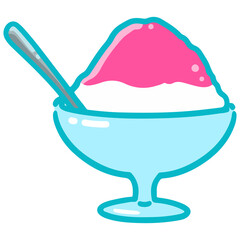 Pink Shave Ice in glass bowl
