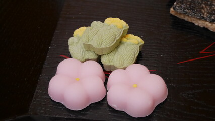 Japanese traditional sweets for tea ceremony, wagashi