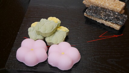 Japanese traditional sweets for tea ceremony, wagashi