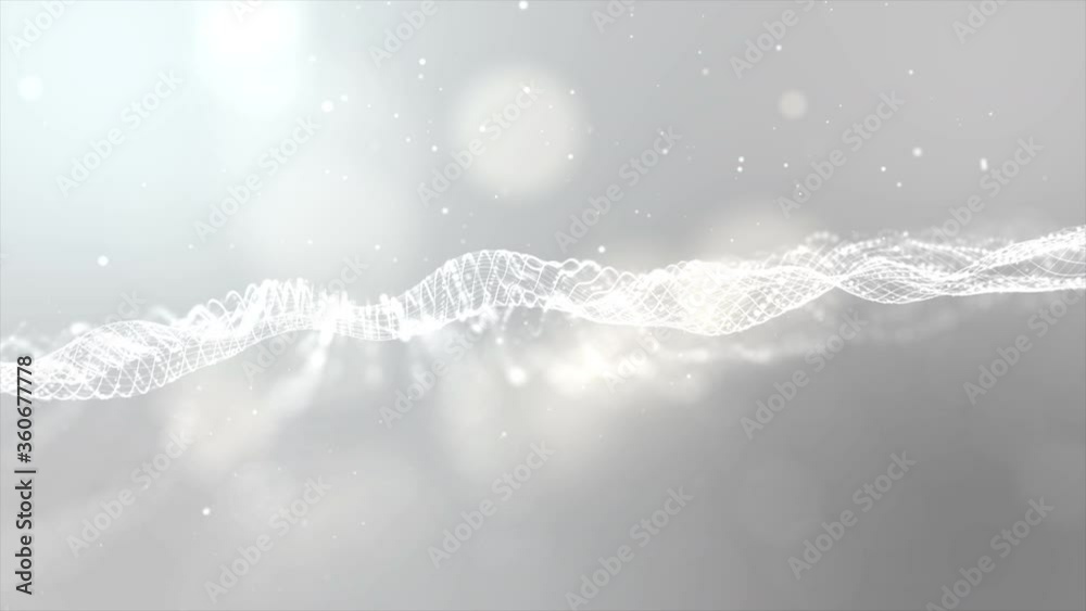 Poster Futuristic digital generated motion abstract matrix particles de-focus grid in cyber space digital background environment