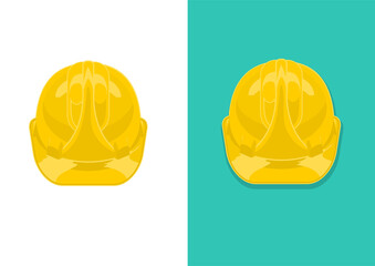 yellow safety helmet. isolated on white and colored background